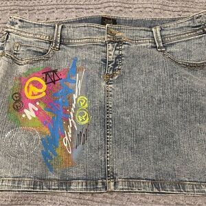 Y2K Miskeen Jean Skirt Blue Sz 16 Skater Streetwear Hip Hop 90s vintage